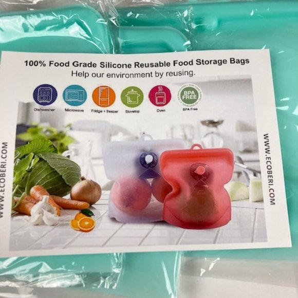 Food Storage Bags set of 3 Silicone Reusable 30 oz (new) blue - Picture 1 of 5